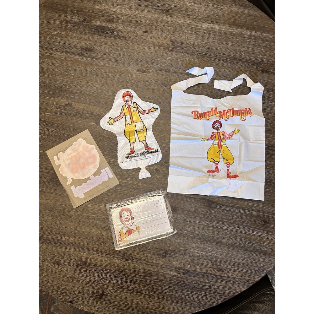 Letterland Stationary McDonaldland Ronald McDonald Iron‎ On Puppet Bib 1970s Lot